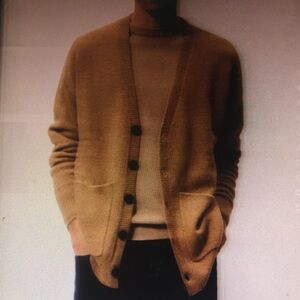Men's Tan Cardigan Sweater